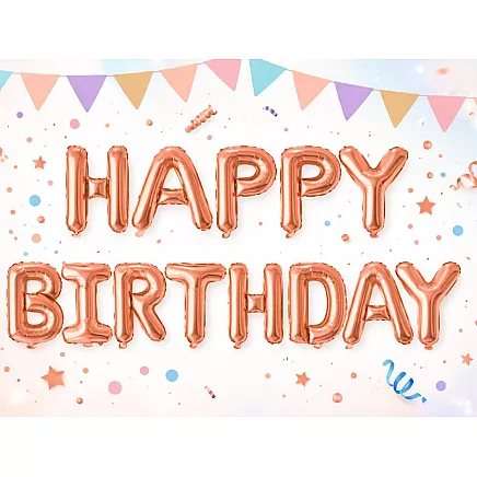 Фольгированные шарики «с днем рождения», розовая гирлянда с надписью «день рождения», декорация