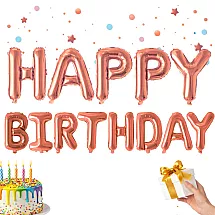 Happy birthday foil balloons, pink garland, birthday sign, decoration