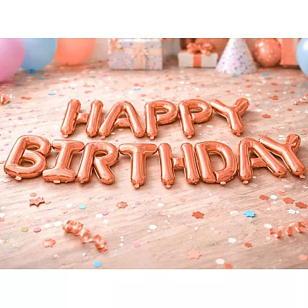 Фольгированные шарики «с днем рождения», розовая гирлянда с надписью «день рождения», декорация