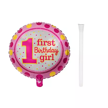 Foil balloon: 1st birthday – girl, boy, first birthday party