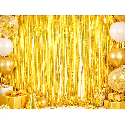 Декоративная штора — золотая самоклеящаяся фольгированная штора для дня рождения и свадьбы