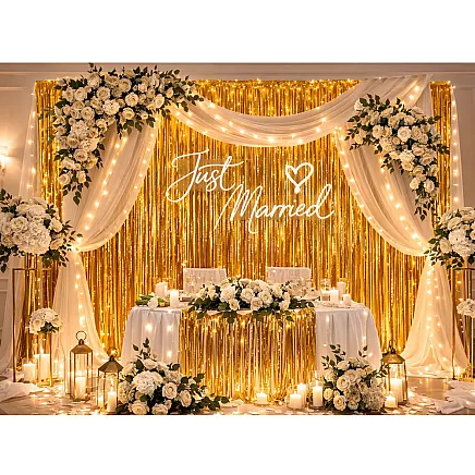 Декоративная штора — золотая самоклеящаяся фольгированная штора для дня рождения и свадьбы