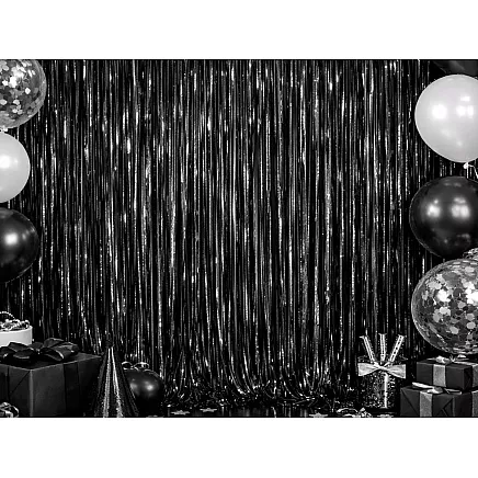 Decorative curtain – black self-adhesive plastic curtain for birthdays and weddings