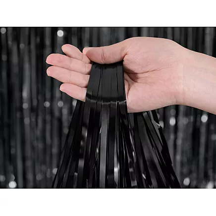 Decorative curtain – black self-adhesive plastic curtain for birthdays and weddings
