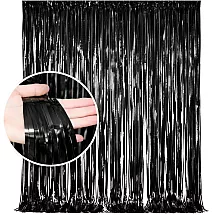 Decorative curtain – black self-adhesive plastic curtain for birthdays and weddings