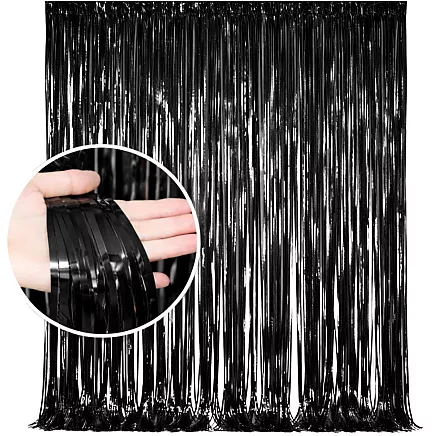 Decorative curtain – black self-adhesive plastic curtain for birthdays and weddings