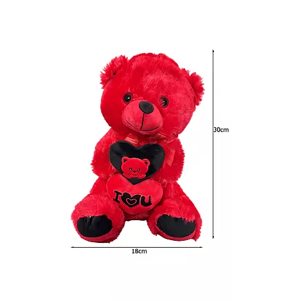 Плюшевый мишка с надписью «i love you» — подарок, игрушка для обнимания, талисман, красный