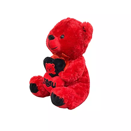 Плюшевый мишка с надписью «i love you» — подарок, игрушка для обнимания, талисман, красный