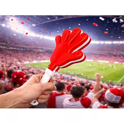 Болельческая палка, хлопка, пальчатка, стуканка для матча, стадион, мероприятие, бело-красная