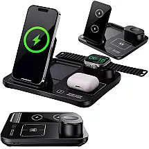 Быстрое беспроводное индукционное зарядное устройство 3-в-1 для часов, телефона и наушников