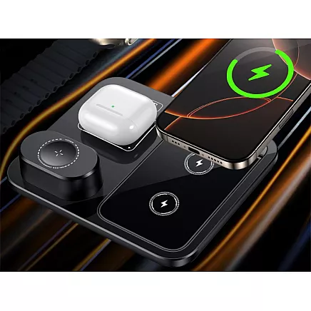 Быстрое беспроводное индукционное зарядное устройство 3-в-1 для часов, телефона и наушников