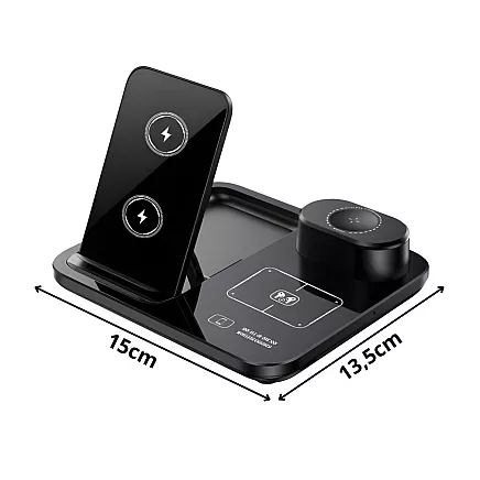 Быстрое беспроводное индукционное зарядное устройство 3-в-1 для часов, телефона и наушников