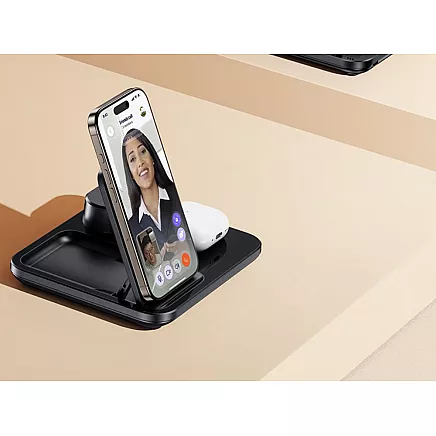 Быстрое беспроводное индукционное зарядное устройство 3-в-1 для часов, телефона и наушников