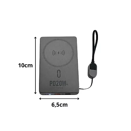 Портативный аккумулятор с быстрой зарядкой, 5000 мач, 20 вт, usb-c, usb-a, qc 3.0, беспроводная зарядка