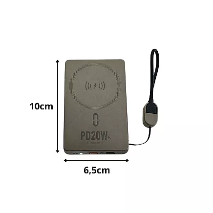 Портативный аккумулятор с быстрой зарядкой, 5000 мач, 20 вт, usb-c, usb-a, qc 3.0, беспроводная зарядка