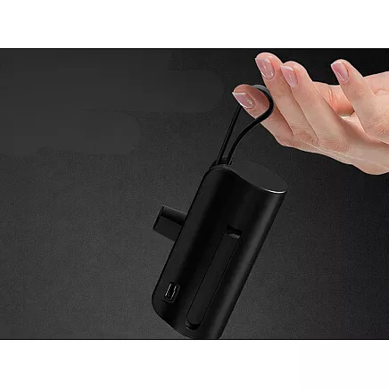 5000 mah powerbank with lightning and usb-c cables – compact travel powerbank