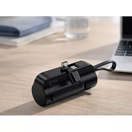 5000 mah powerbank with lightning and usb-c cables – compact travel powerbank