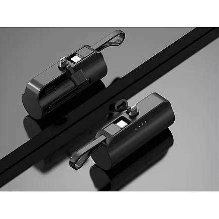 5000 mah powerbank with lightning and usb-c cables – compact travel powerbank