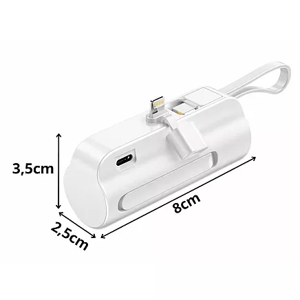 5000 mah powerbank with lightning and usb-c cables – compact travel powerbank