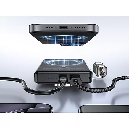 Портативный аккумулятор с быстрой беспроводной зарядкой, 5000 мач, usb-c, lightning, 20 вт