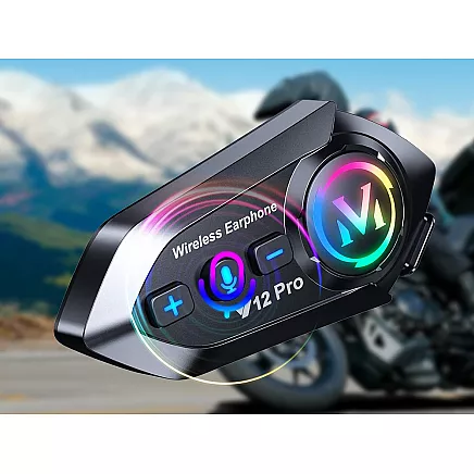 Motociklu interkoms bluetooth y12 pro motociklistiem ar balss asistentu