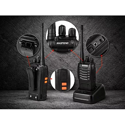 Комплект из 2 радиостанций baofeng bf-888s с большим радиусом действия до 8 км и аккумулятором 1500 мач