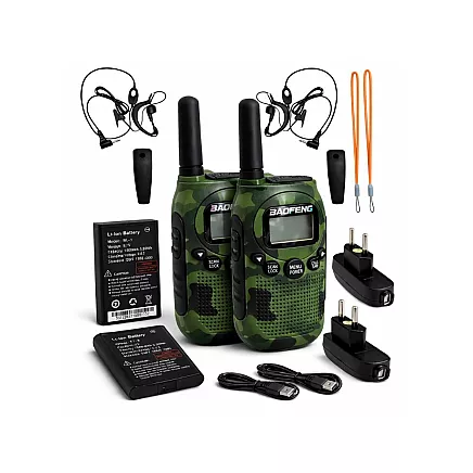 Комплект из 2 радиостанций baofeng bf-t6 с большим радиусом действия до 2 км и фонариком 1500 мач
