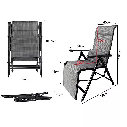 Складной туристический шезлонг с регулируемой спинкой для сада, кемпинга и пляжа