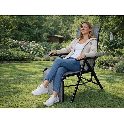 Складной туристический шезлонг с регулируемой спинкой для сада, кемпинга и пляжа