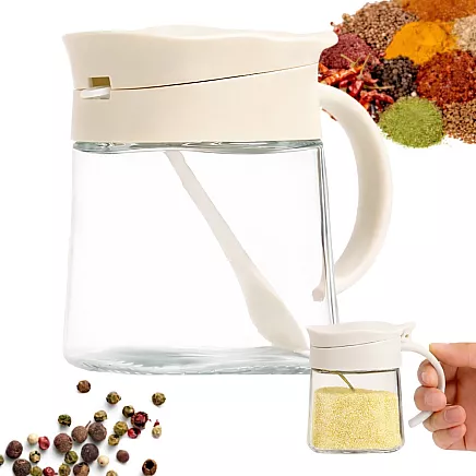 300ml glass spice jar with handle + spoon