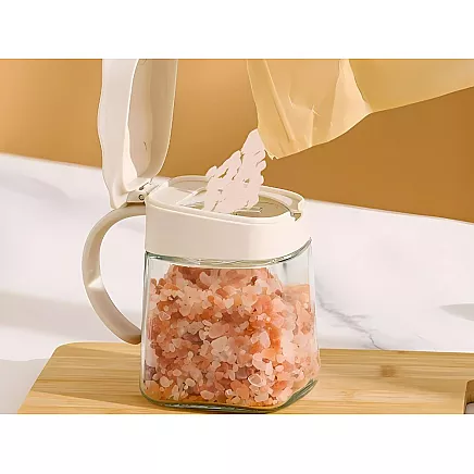 300ml glass spice jar with handle + spoon