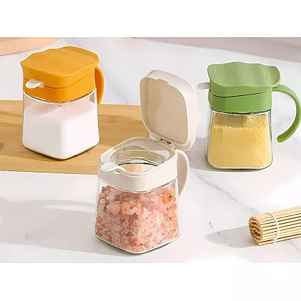 300ml glass spice jar with handle + spoon