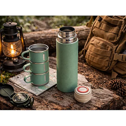 Термос объемом 400 мл на 3 чашки из нержавеющей стали для кофе и чая, дорожный и туристический