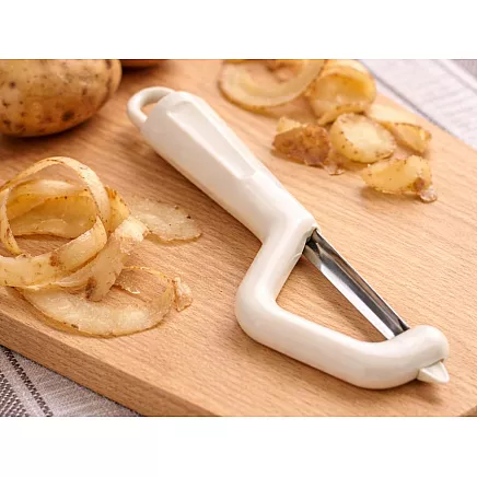 FRUIT AND VEGETABLE PEELER, DOUBLE-BLADE, ERGONOMIC SCRAPER