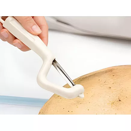 FRUIT AND VEGETABLE PEELER, DOUBLE-BLADE, ERGONOMIC SCRAPER