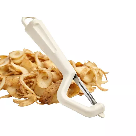 FRUIT AND VEGETABLE PEELER, DOUBLE-BLADE, ERGONOMIC SCRAPER