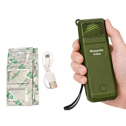 Зеленый отпугиватель комаров MOSQUITO KILLER USB, портативный, 6 картриджей
