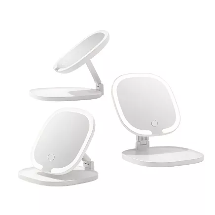 КОСМЕТИЧЕСКОЕ ЗЕРКАЛО ДЛЯ МАКИЯЖА С LED-ПОДСВЕТКОЙ, СКЛАДНОЕ, С 3 ЦВЕТАМИ