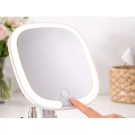 КОСМЕТИЧЕСКОЕ ЗЕРКАЛО ДЛЯ МАКИЯЖА С LED-ПОДСВЕТКОЙ, СКЛАДНОЕ, С 3 ЦВЕТАМИ