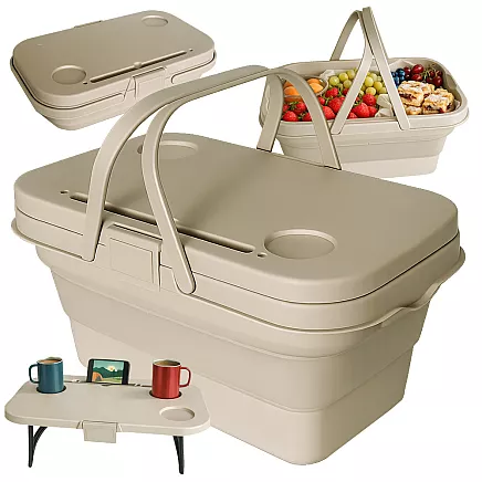 Складная силиконовая корзина для пикника, туристический столик, водонепроницаемый контейнер