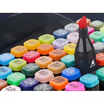 TOUCH ALCOHOL-BASED MARKERS – SET OF 100, DOUBLE-SIDED FELT-TIP MARKERS, CASE