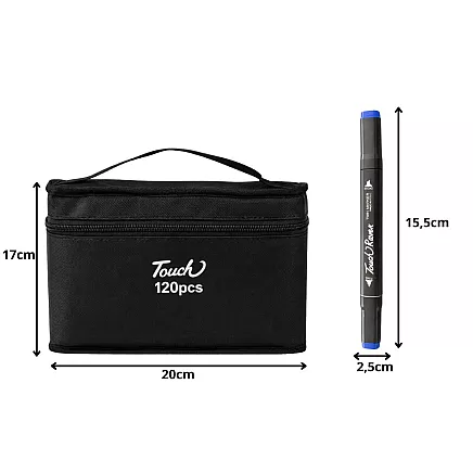 АЛКОГОЛЬНЫЕ МАРКЕРЫ TOUCH, НАБОР ИЗ 120 ШТ., ДВУСТОРОННИЕ ФЛОМАСТЕРЫ, ФУТЛЯР