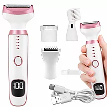 5-in-1 epilators ķermenim, kājām un sejai, bikini zonas un uzacu trimmeris, deguna epilators, USB skuveklis