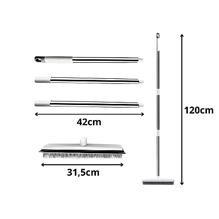 Резиново-силиконовая метла для уборки с металлическим держателем 120 см