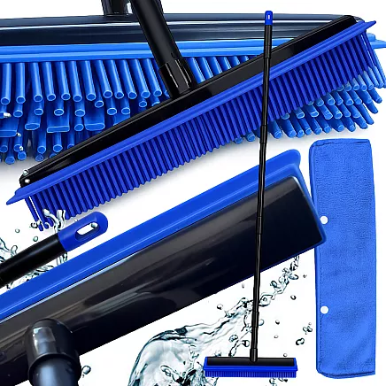 Резиново-силиконовая метла для уборки с металлическим держателем 120 см