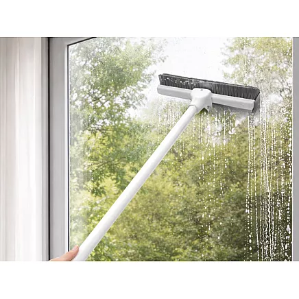 2-in-1 water squeegee with brush – adjustable handle for floors, windows and showers