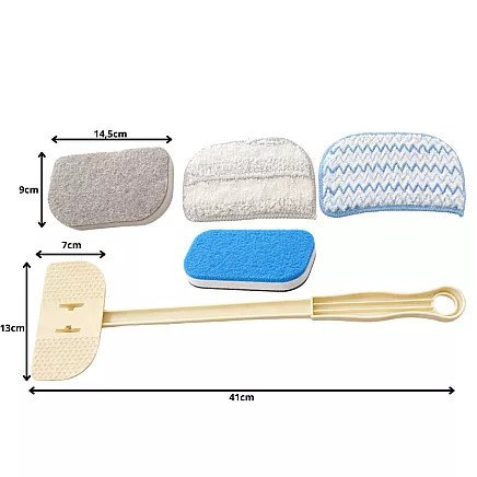 Handheld cleaning sponge with 4 velcro attachments – multifunctional bathroom sponge