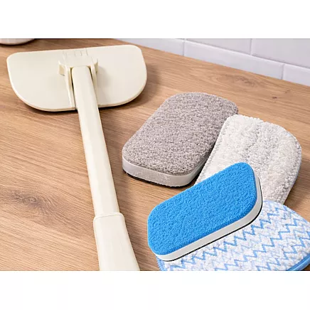Handheld cleaning sponge with 4 velcro attachments – multifunctional bathroom sponge