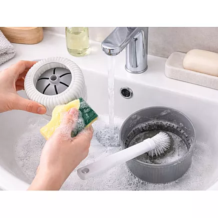 Classic toilet brush with container – grey