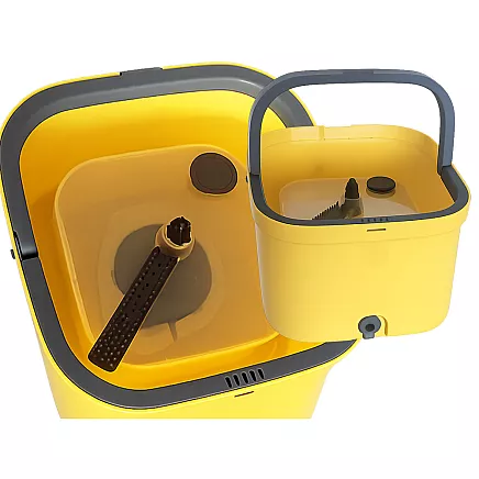 360° rotating mop set: bucket, 2x microfibre pads, drain